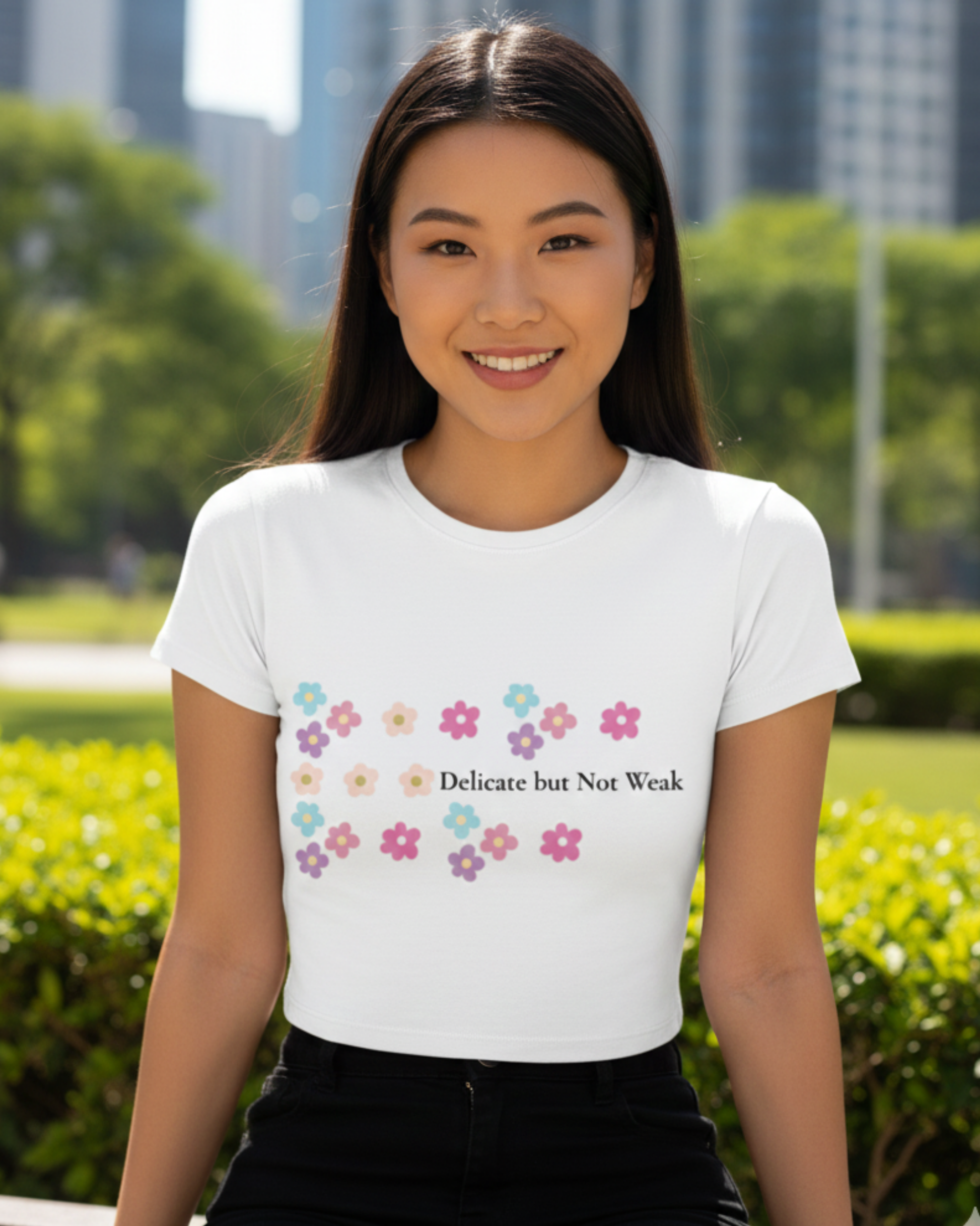 Empowered Baby Tee – Minimal Quote cotton fabric heavyweight fabric detail view by HAViT Apparel