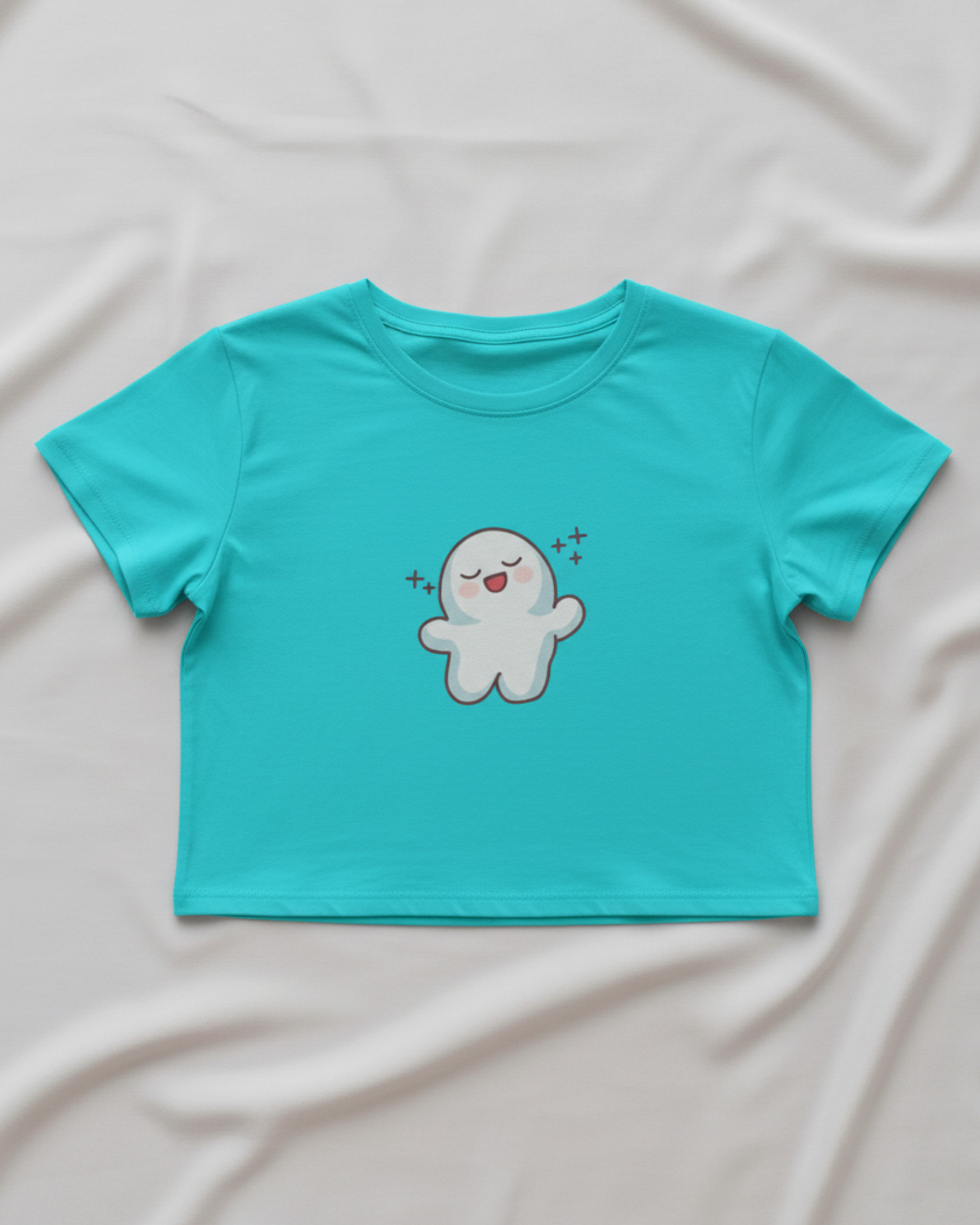 Chill Smiley Crop Top cotton fabric heavyweight fabric detail view by HAViT Apparel