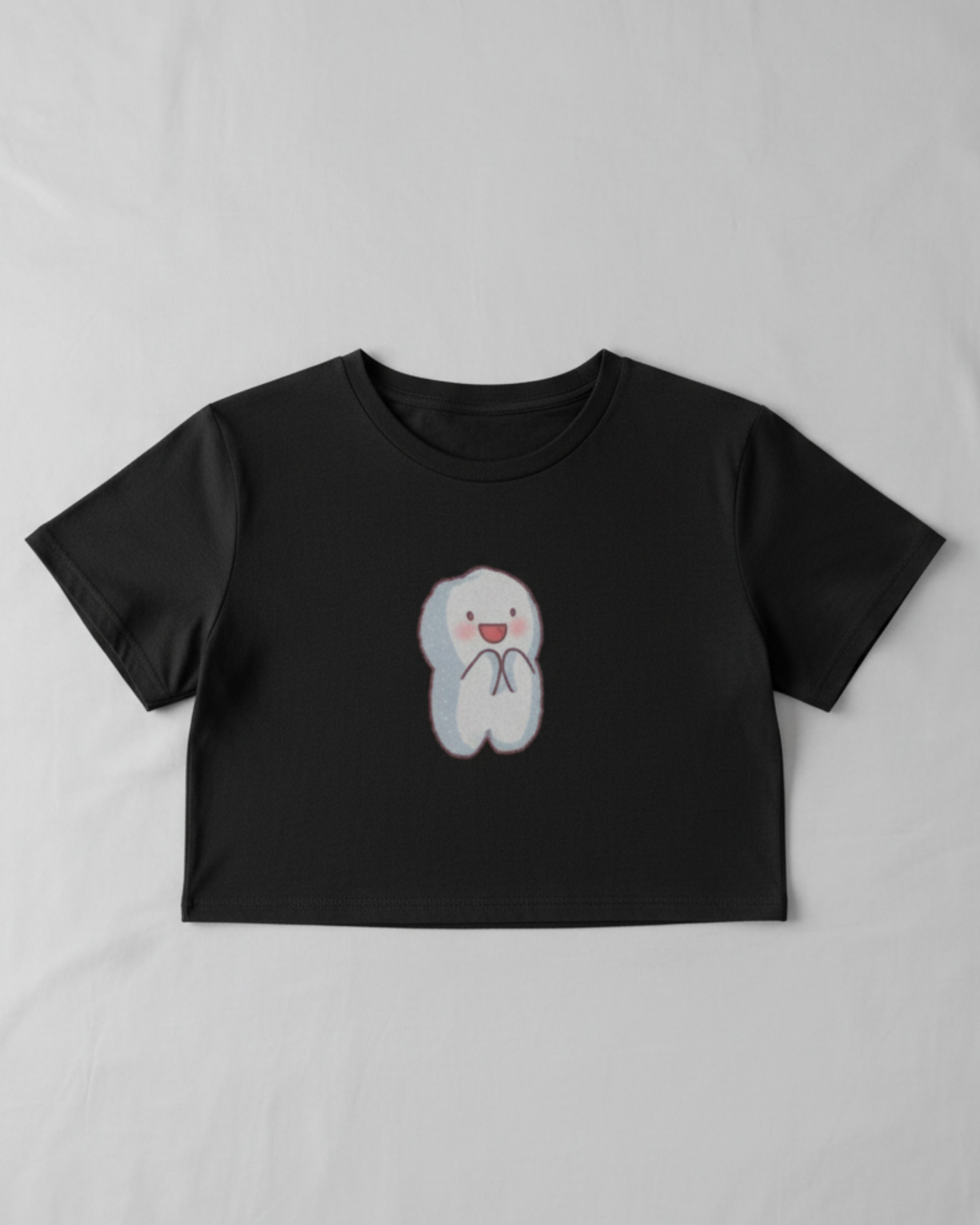 Groovy Smiley Crop Top cotton fabric heavyweight fabric detail view by HAViT Apparel