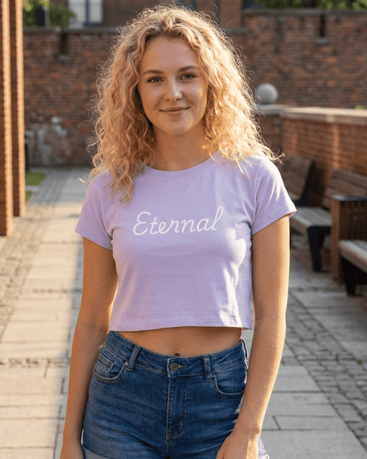 Minimal Eternal Crop Tee cotton fabric heavyweight fabric detail view by HAViT Apparel