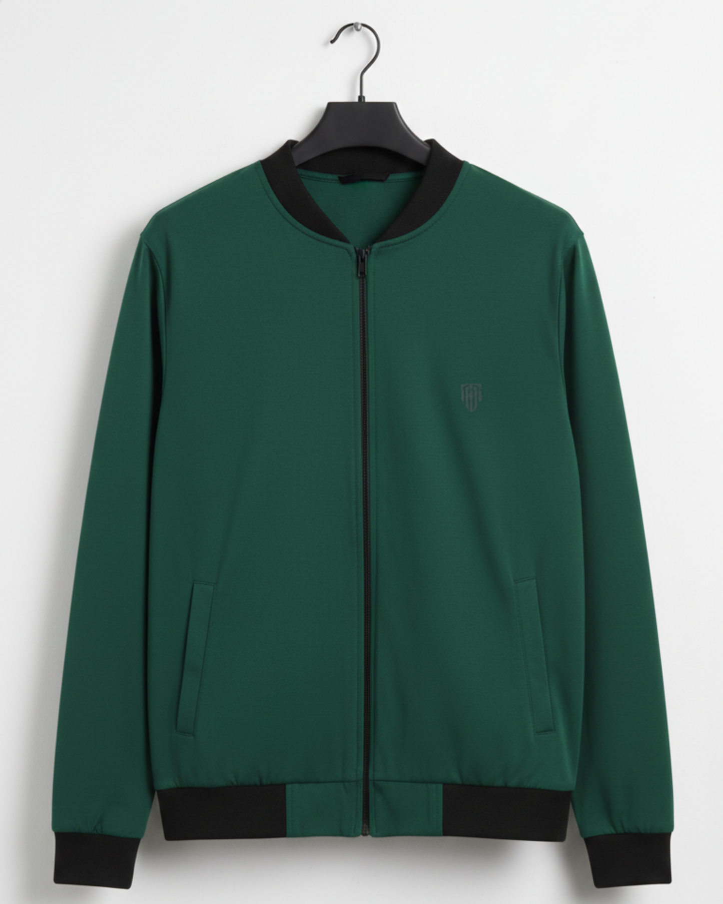 Forest Moss Green Bomber Jacket – Premium Poly Fleece jacket regular fit heavyweight fabric printed design detail view by HAViT Apparel