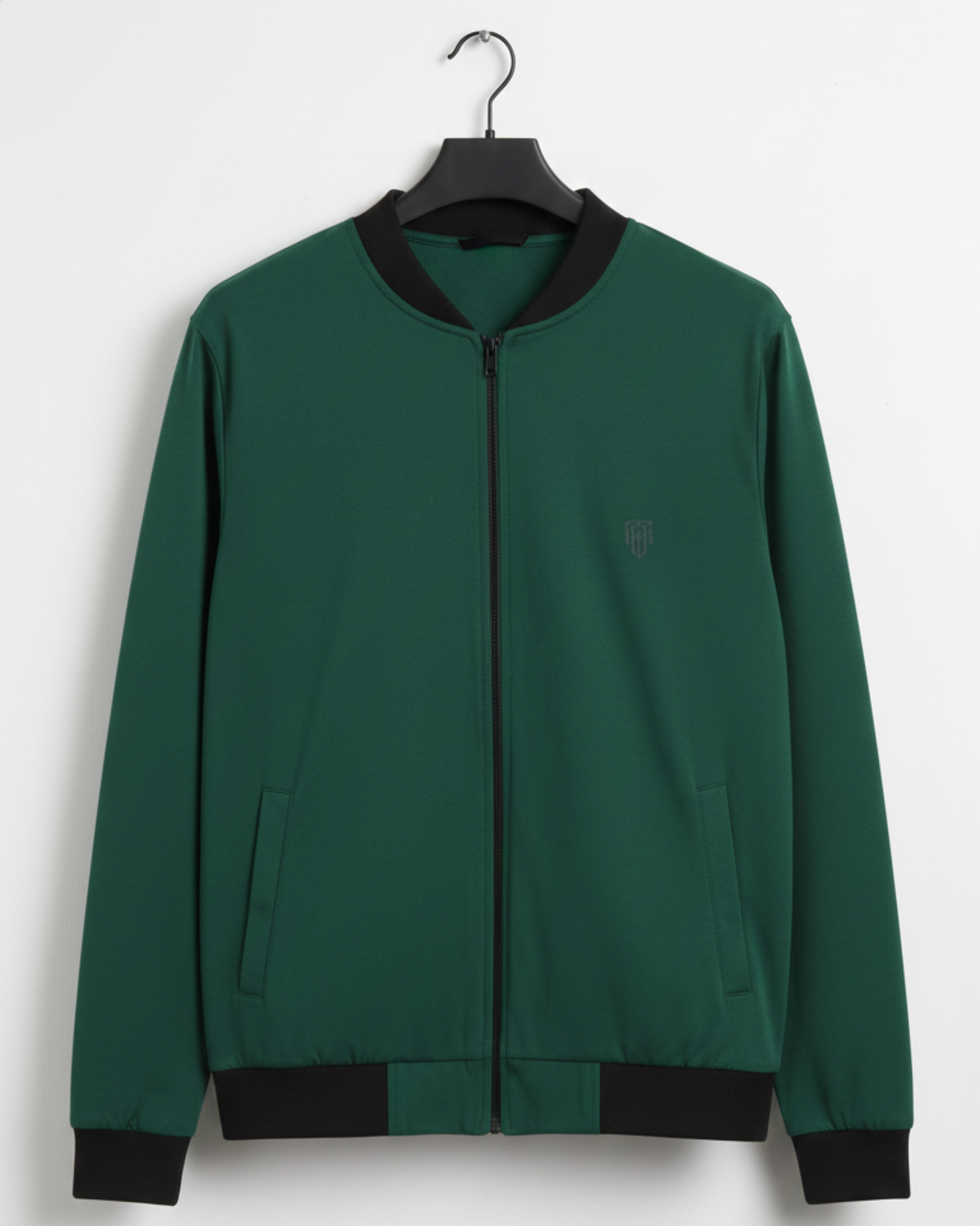 Forest Moss Green Bomber Jacket – Premium Poly Fleece jacket regular fit heavyweight fabric printed design detail view by HAViT Apparel