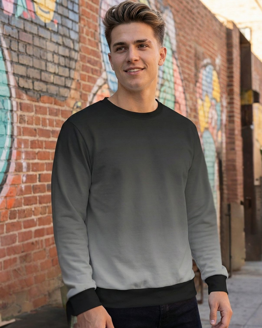 Men’s Grey Fade Winter Sweatshirt sweatshirt regular fit heavyweight fabric printed design detail view by HAViT Apparel