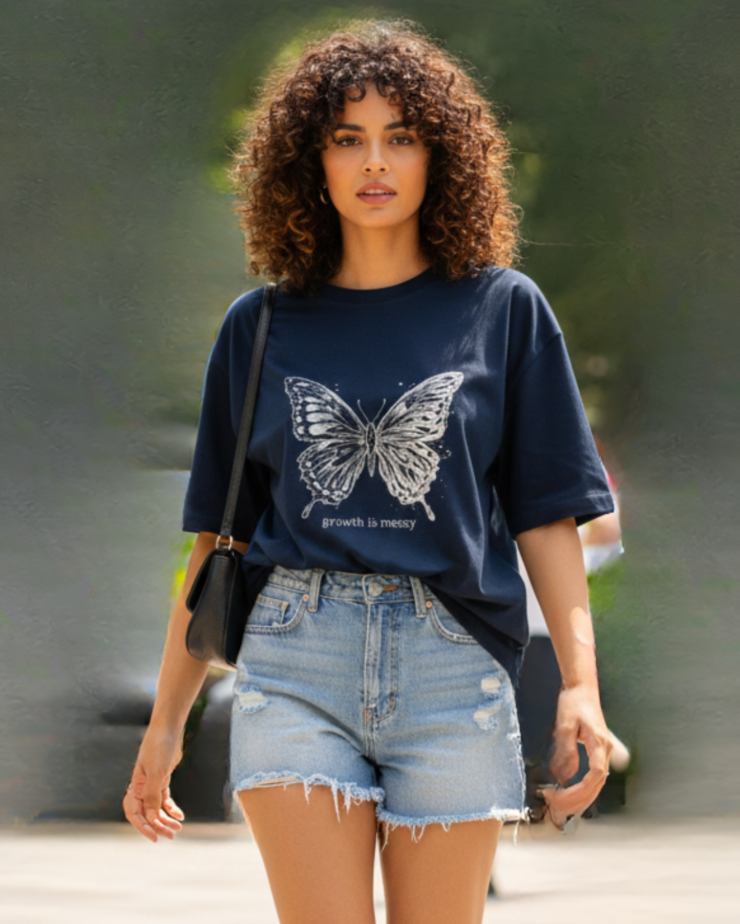 Transformation Statement Oversized Tee t-shirt oversized fit cotton fabric heavyweight fabric graphic print printed design detail view by HAViT Apparel