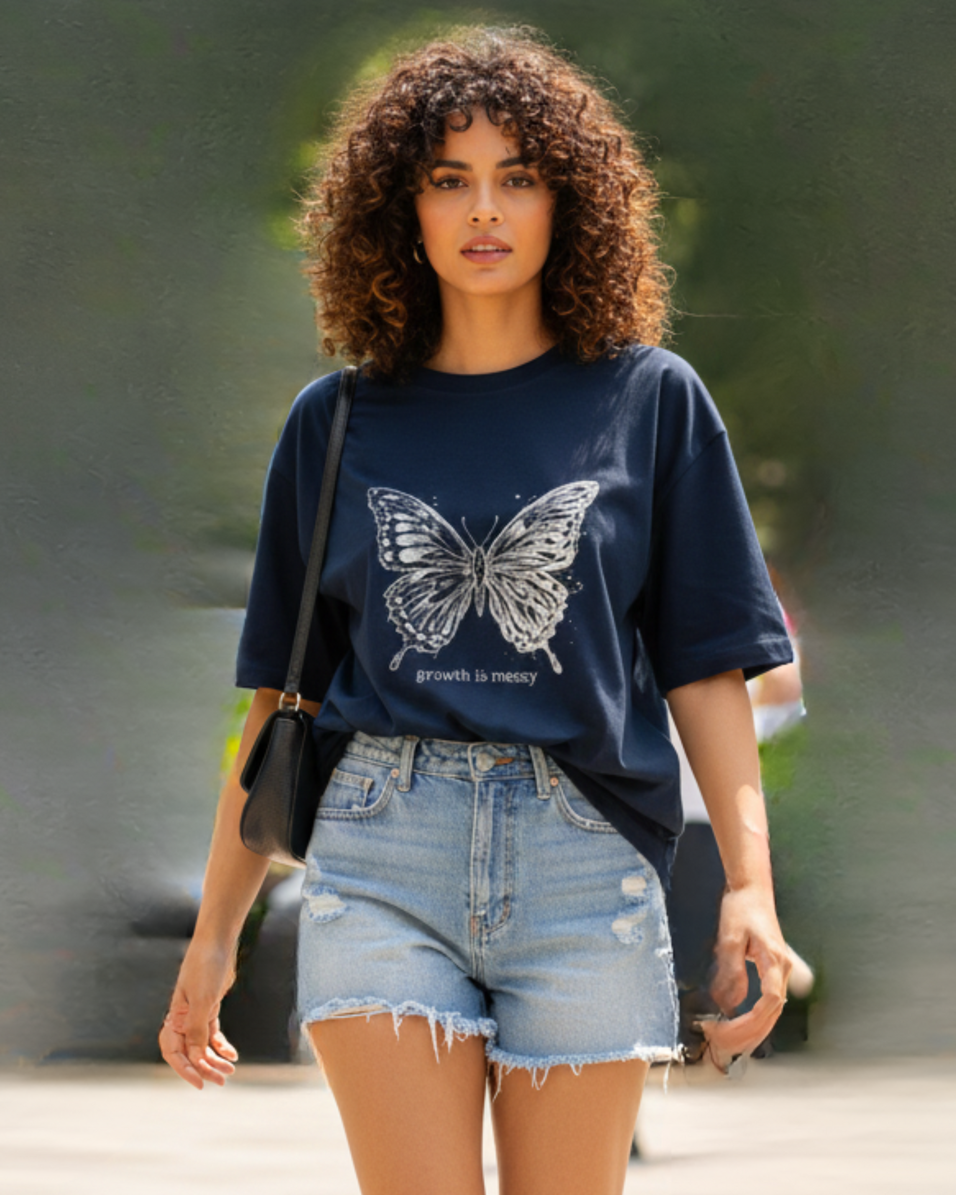 Transformation Statement Oversized Tee t-shirt oversized fit cotton fabric heavyweight fabric graphic print printed design detail view by HAViT Apparel