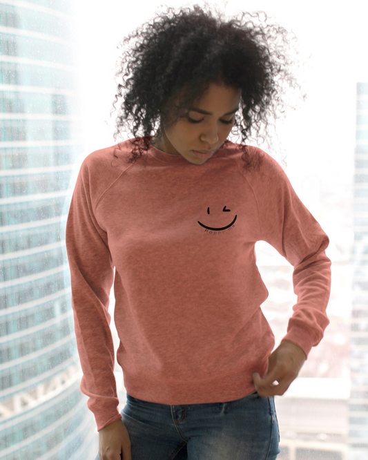 Happy Me Sweatshirt sweatshirt regular fit cotton fabric heavyweight fabric printed design detail view by HAViT Apparel