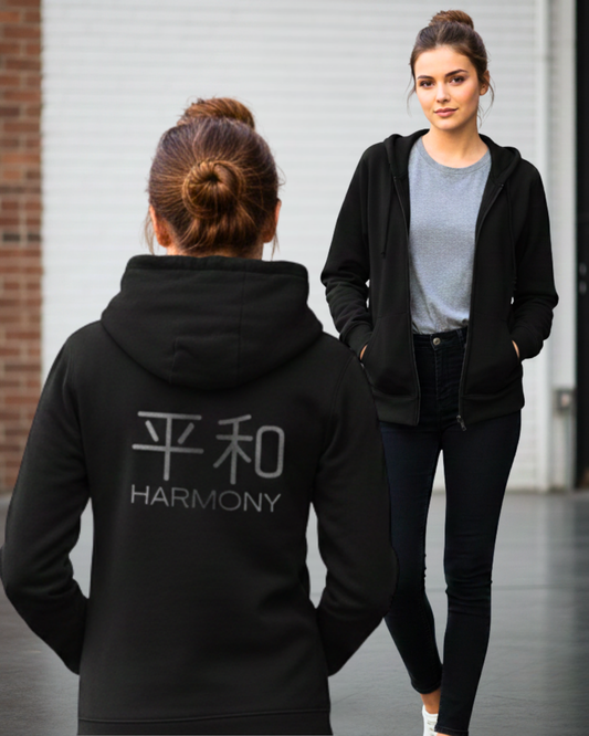 Harmonious Women's Zip-Up Hoodie regular fit cotton fabric heavyweight fabric detail view by HAViT Apparel