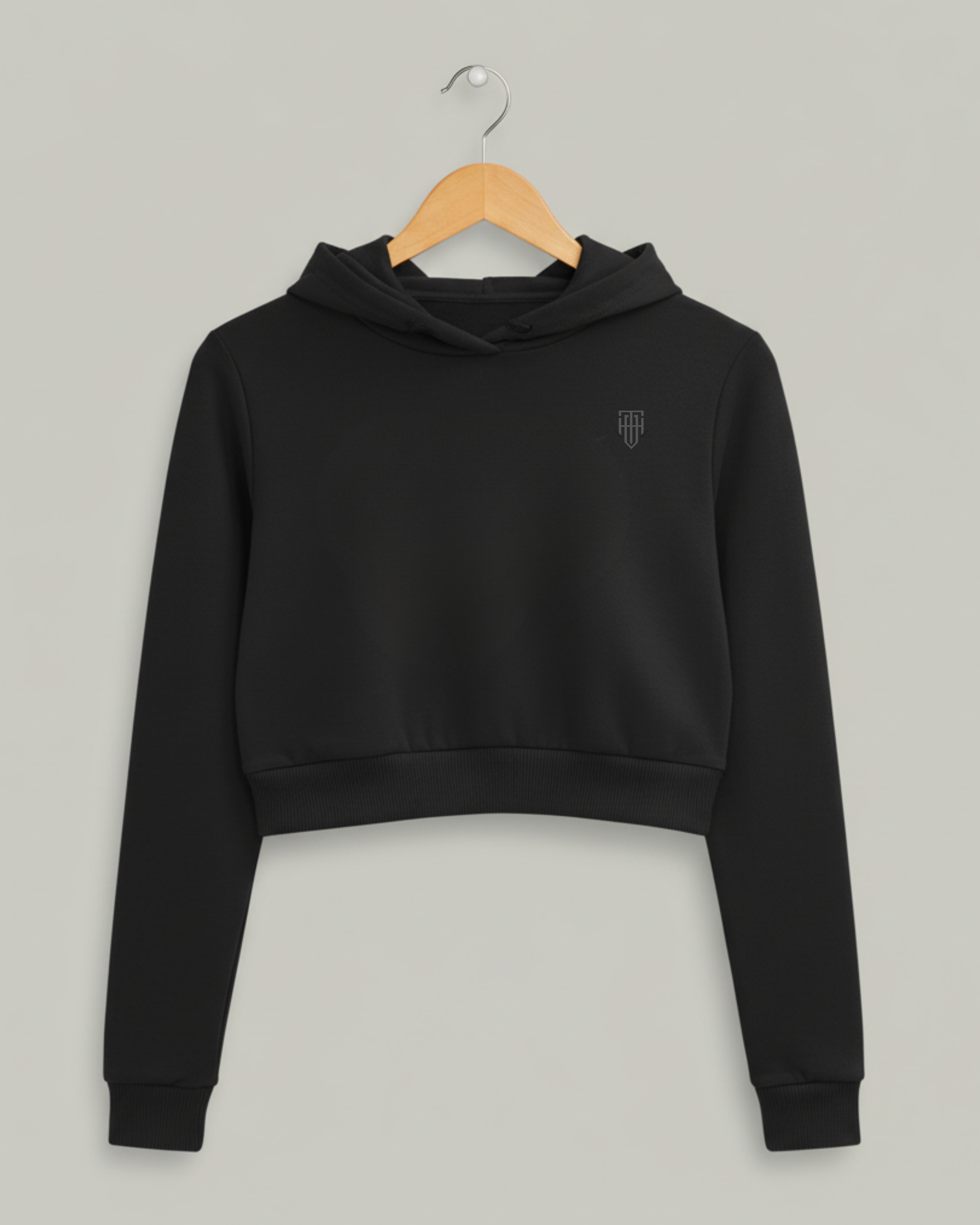 HAVIT Essential Cropped Hoodie hoodie cotton fabric heavyweight fabric printed design detail view by HAViT Apparel