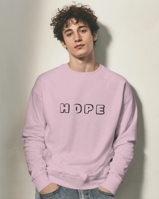 HOPE Graphic Men's Oversized Sweatshirt-Dark Edition sweatshirt oversized fit cotton fabric heavyweight fabric printed design detail view by HAViT Apparel