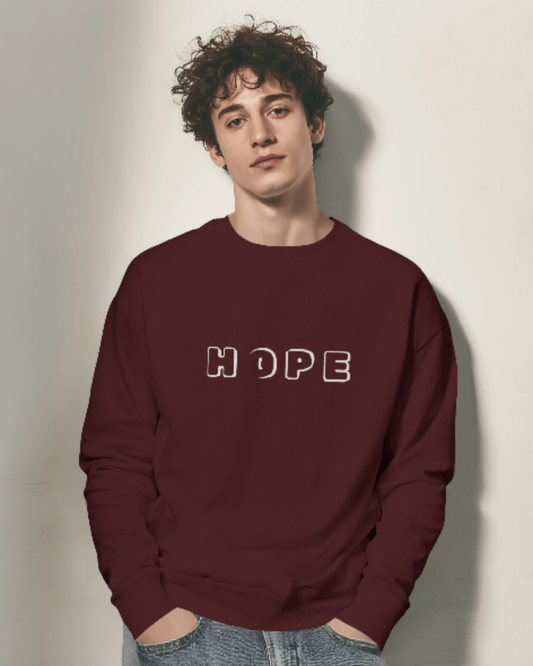 HOPE Graphic Men's  Oversized Sweatshirt sweatshirt oversized fit cotton fabric heavyweight fabric printed design detail view by HAViT Apparel