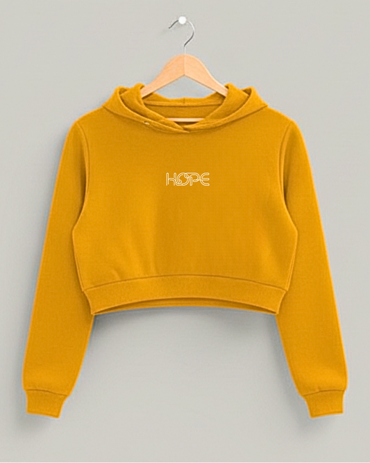 Hope Women's Cropped Hoodie hoodie cotton fabric heavyweight fabric printed design detail view by HAViT Apparel