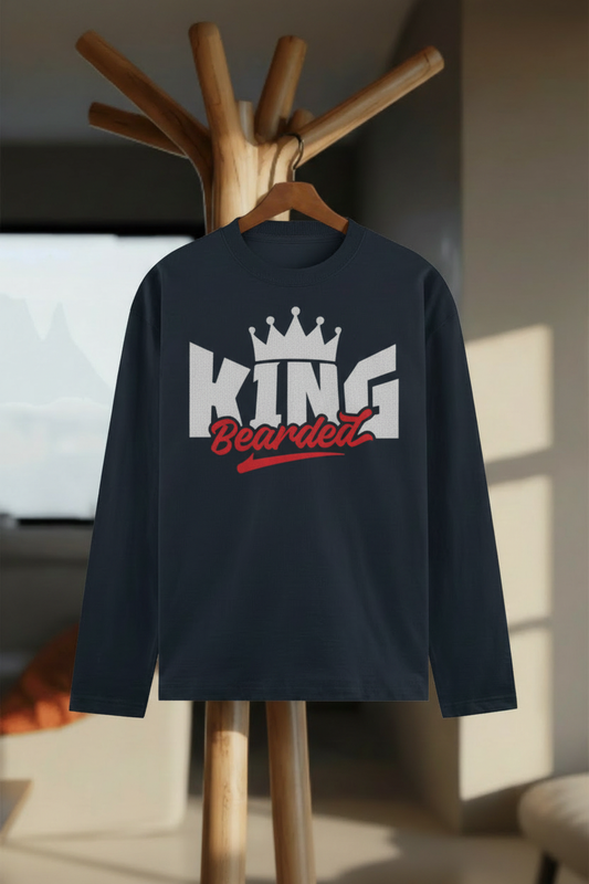 King Bearded Graphic Full Sleeve T-Shirt - Hanger Mockup