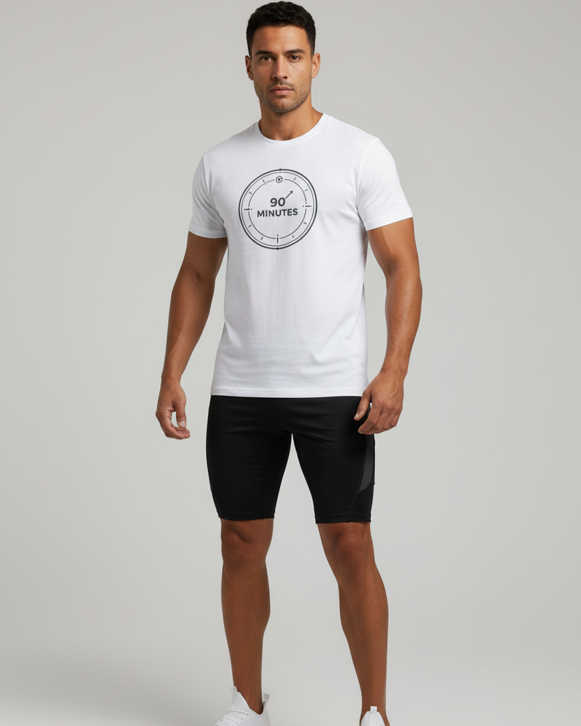Model wearing 90 Minutes-Basic T-Shirt