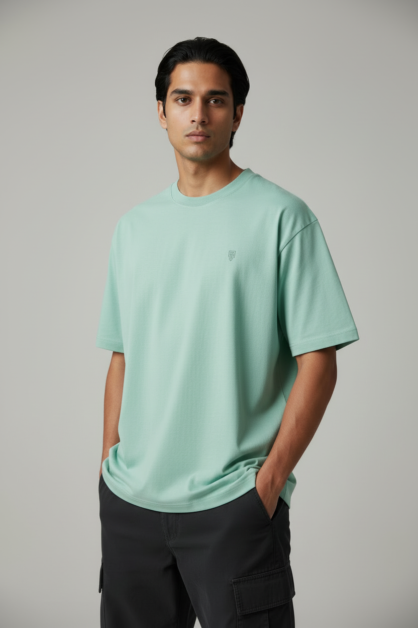 HAViT Classic Oversized T-Shirt – Mint – Indian Male Model