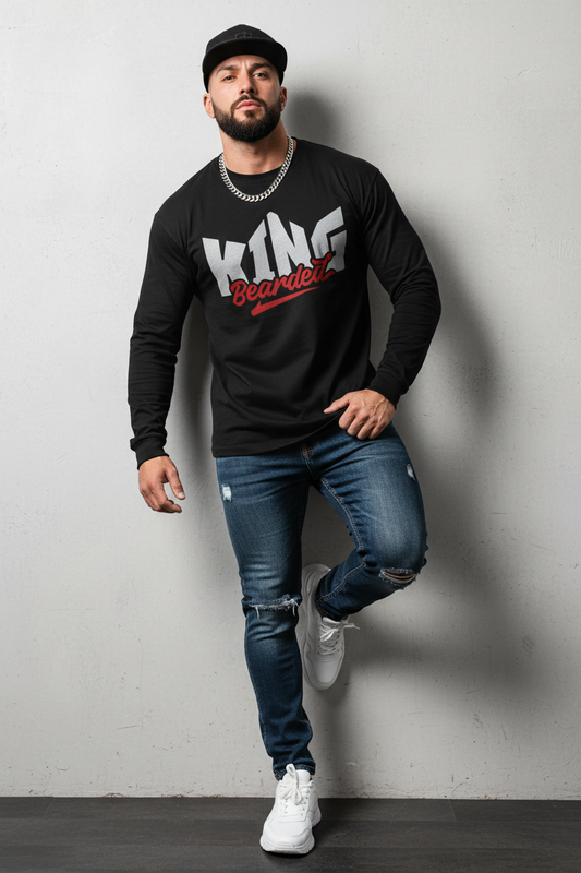 Model wearing King Bearded Graphic Full Sleeve T-Shirt