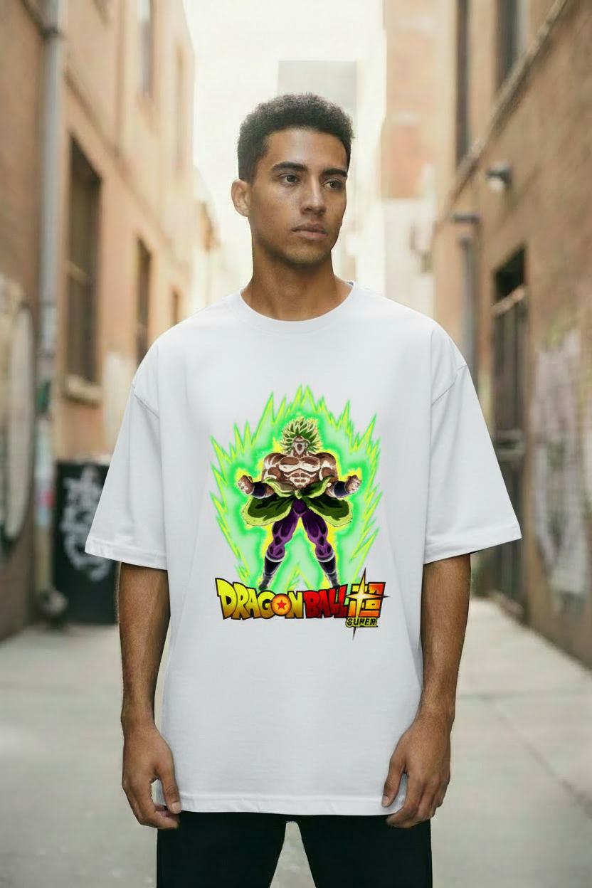 Male model wearing Legendary Green Fury oversized t-shirt