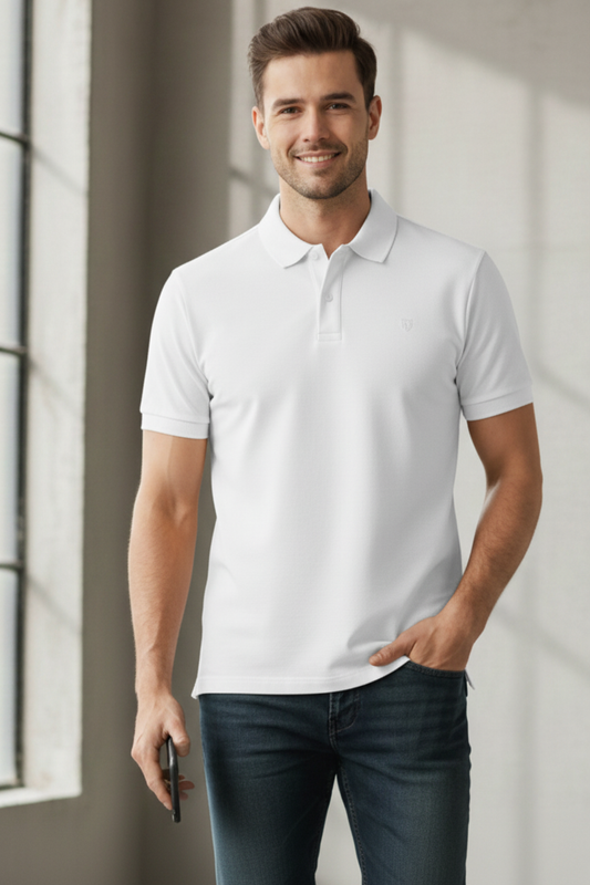 Classic Men's Polo t-shirt regular fit cotton fabric heavyweight fabric detail view by HAViT Apparel