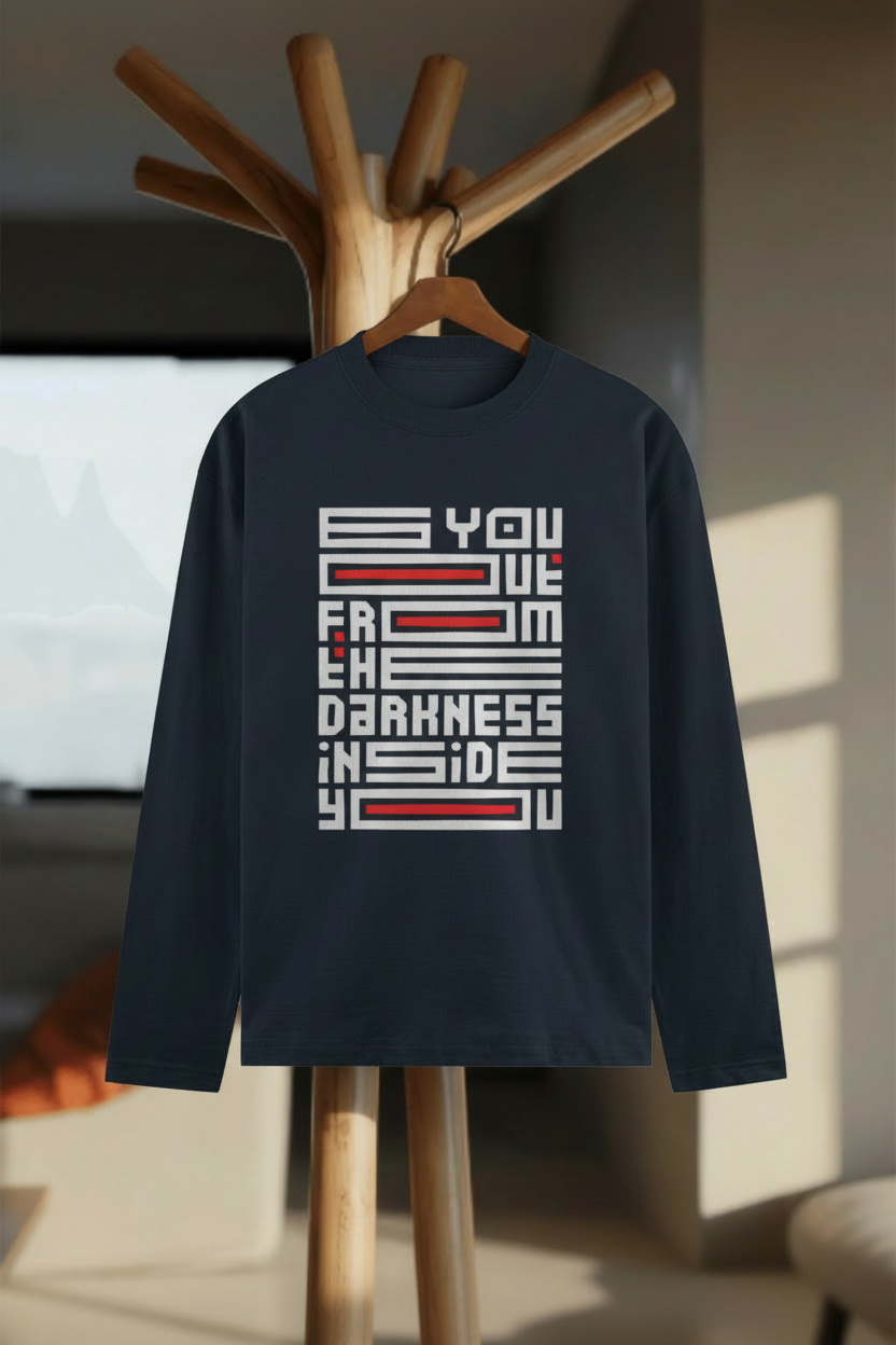 See You From The Darkness Inside Full Sleeve T-Shirt - Hanger Mockup