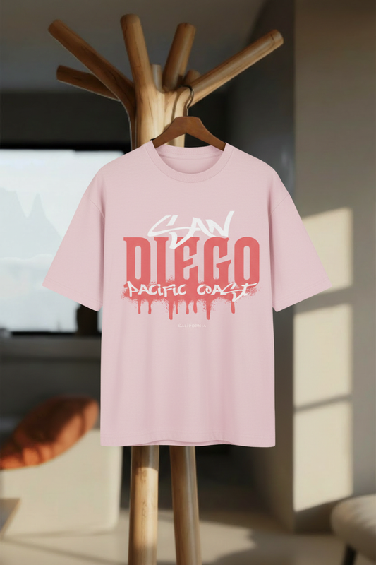 San Diego – Pacific Coast Drip Oversized T-Shirt - Hanger Mockup