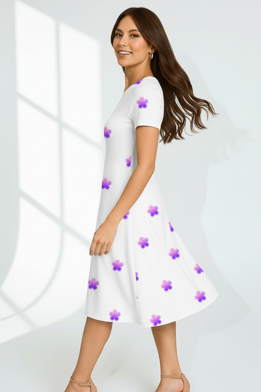Indian model wearing watercolour bloom A-line dress