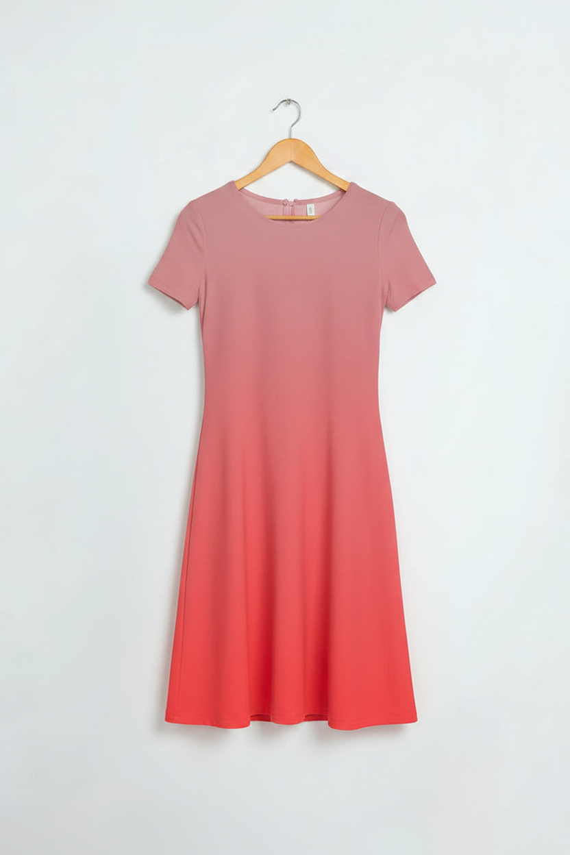 Crimson Glow A-Line Dress - dress on wooden hanger, white studio background
