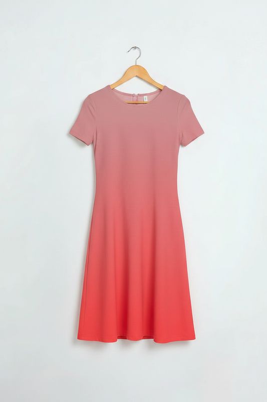Crimson Glow A-Line Dress - dress on wooden hanger, white studio background