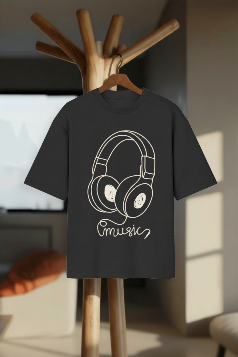 Music Mode – Oversized Graphic T-Shirt - Hanger Mockup