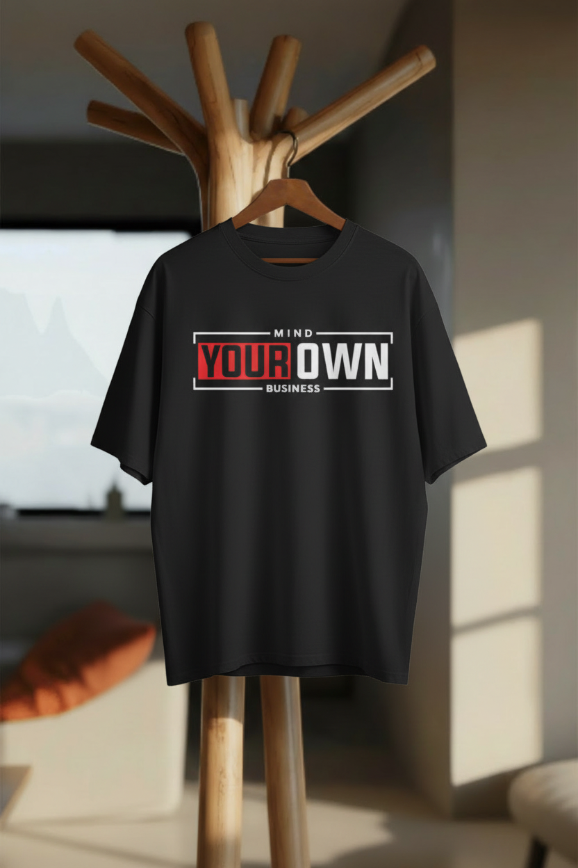 Mind Your Own Business – Oversized Standard T-Shirt - Hanger Mockup