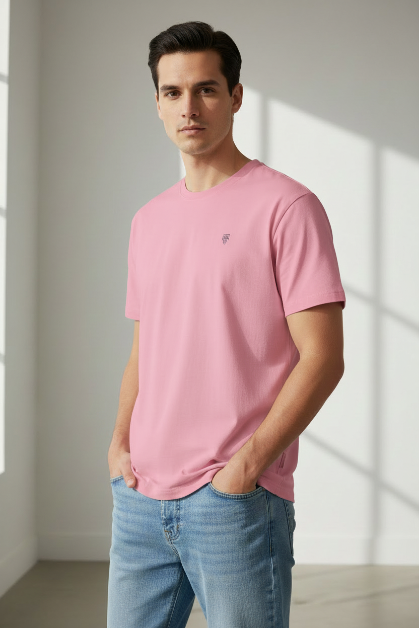 HAViT Men's Crew Neck T-Shirt – Flamingo – Indian Male Model