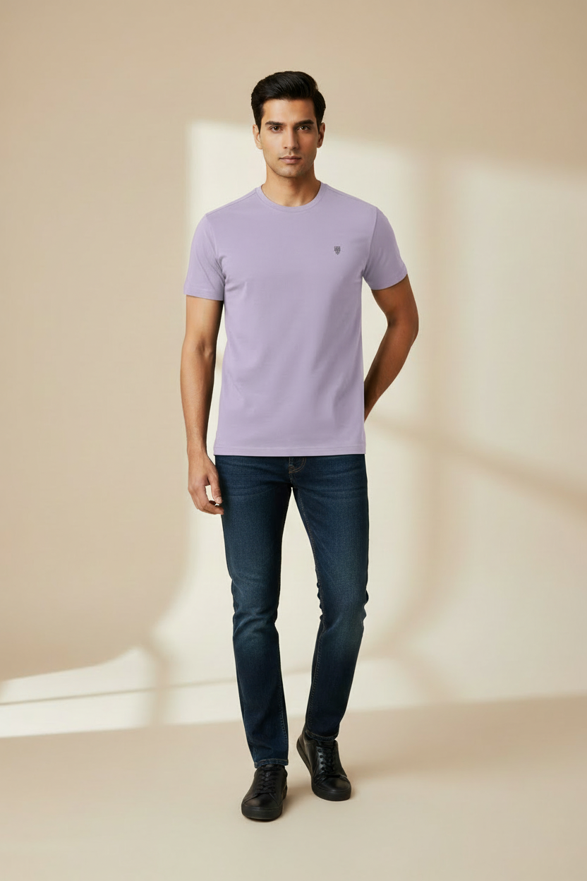 HAViT Supima Cotton T-Shirt – Lavender – Indian Male Model