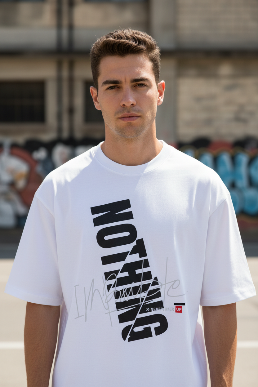 Male model wearing I'm Possible Oversized Motivation Tee