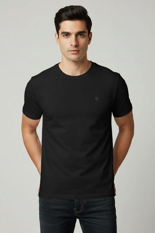 HAViT Men's Crew Neck T-Shirt – Black – Indian Male Model