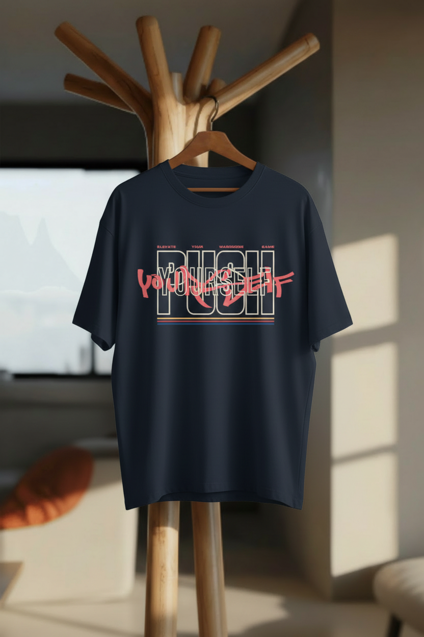 Push Yourself – Oversized T-Shirt - Hanger Mockup