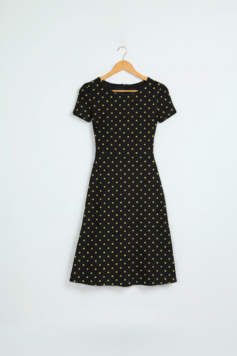 Sunny Charm A-Line Dress - dress on wooden hanger, white studio background