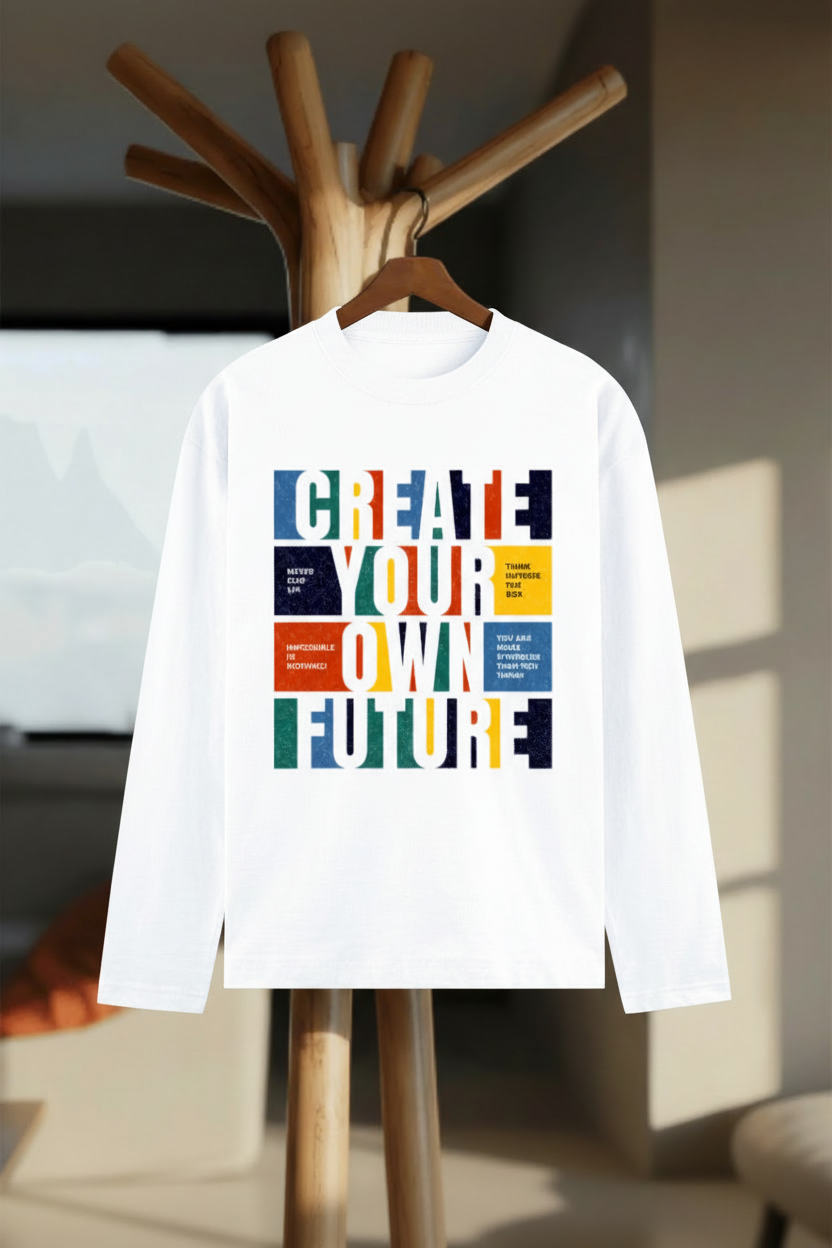 Create Your Own Future Full Sleeve T-Shirt - Hanger Mockup