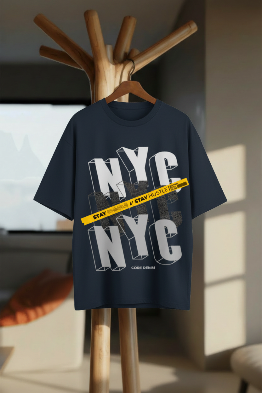 NYC Hustle – Oversized Streetwear T-Shirt - Hanger Mockup