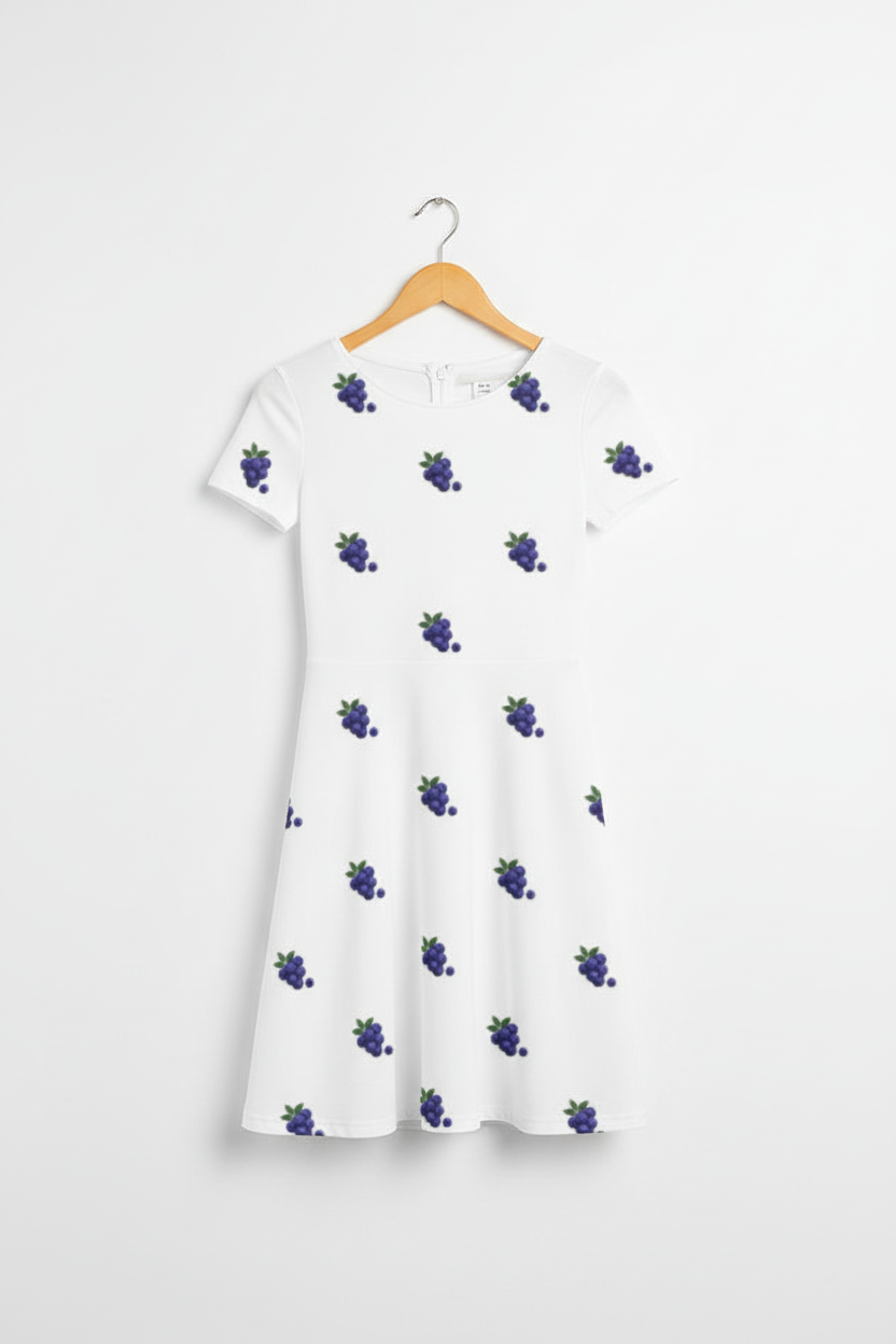 Berry bliss A-line dress on wooden hanger