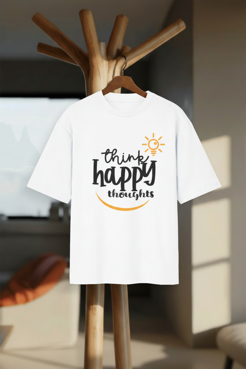 Think Happy – Positive Mindset Oversized T-Shirt - Hanger Mockup