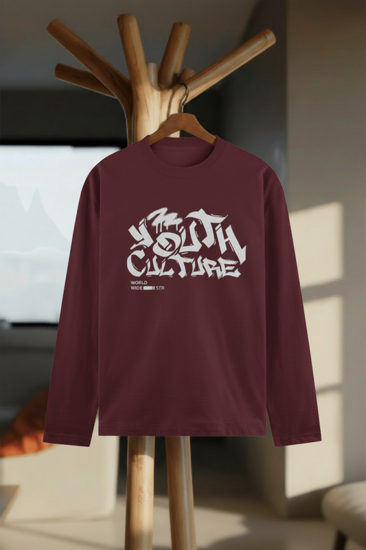 Youth Culture Graphic Full Sleeve T-Shirt - Hanger Mockup