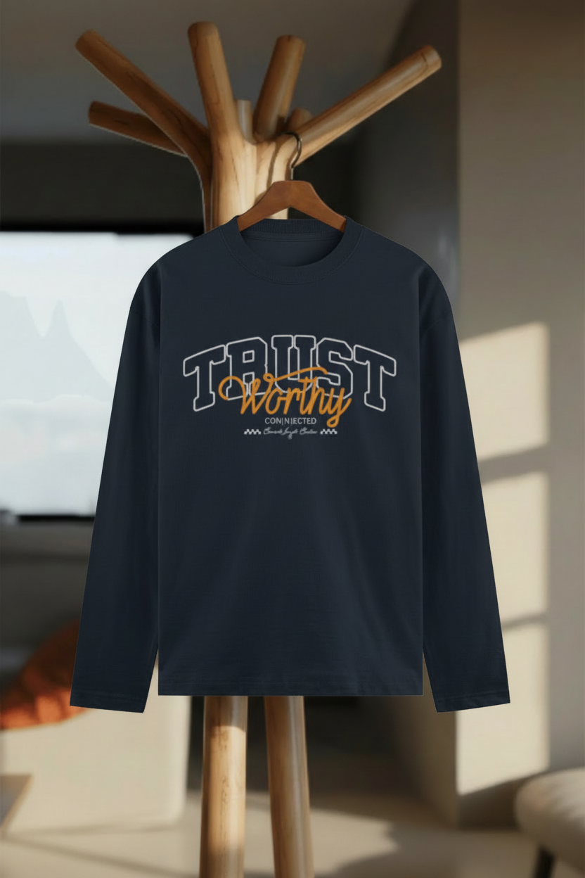 Trust Worthy Full Sleeve T-Shirt - Hanger Mockup
