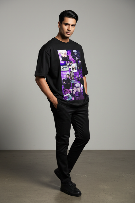 Infinite Void Oversized T-Shirt – Black – Front – Indian Male Model