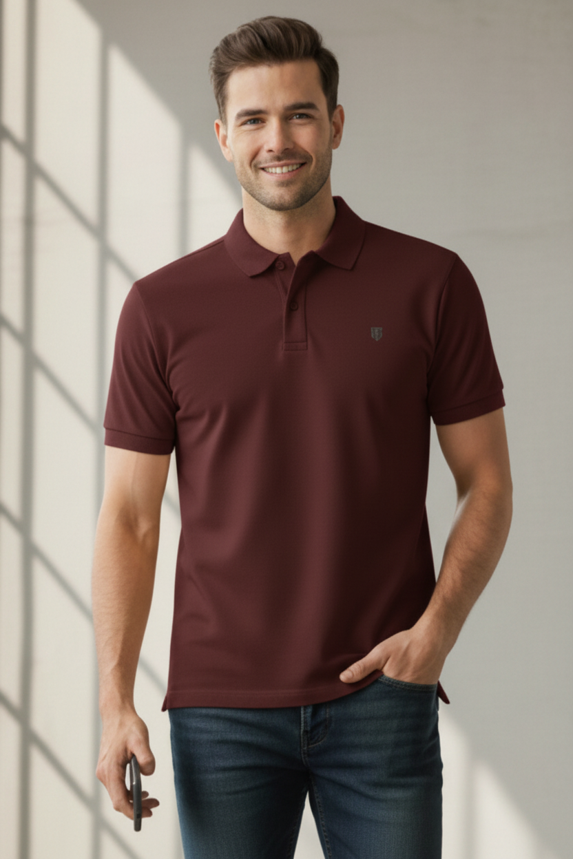 Classic Men's Polo t-shirt regular fit cotton fabric heavyweight fabric detail view by HAViT Apparel