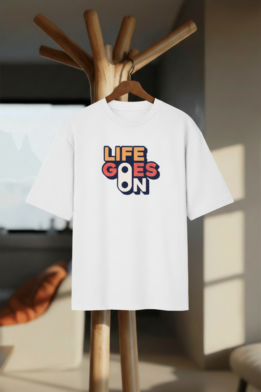 Life Goes On – Oversized Standard T-Shirt - Hanger Mockup
