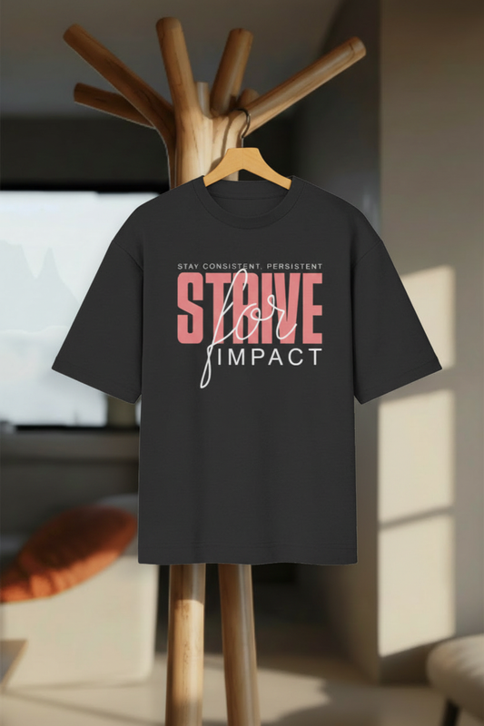 Strive for Impact – Motivational Oversized T-Shirt - Hanger Mockup