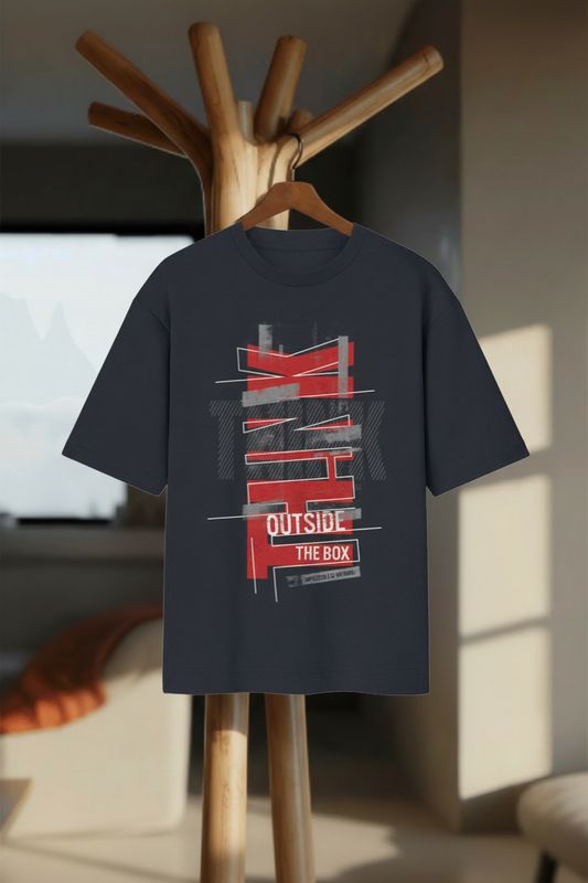 Think Outside the Box – Oversized Street Tee - Hanger Mockup