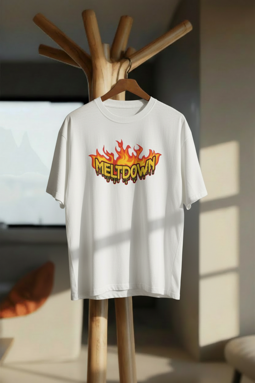 Meltdown Flame Oversized T-Shirt hanger mockup