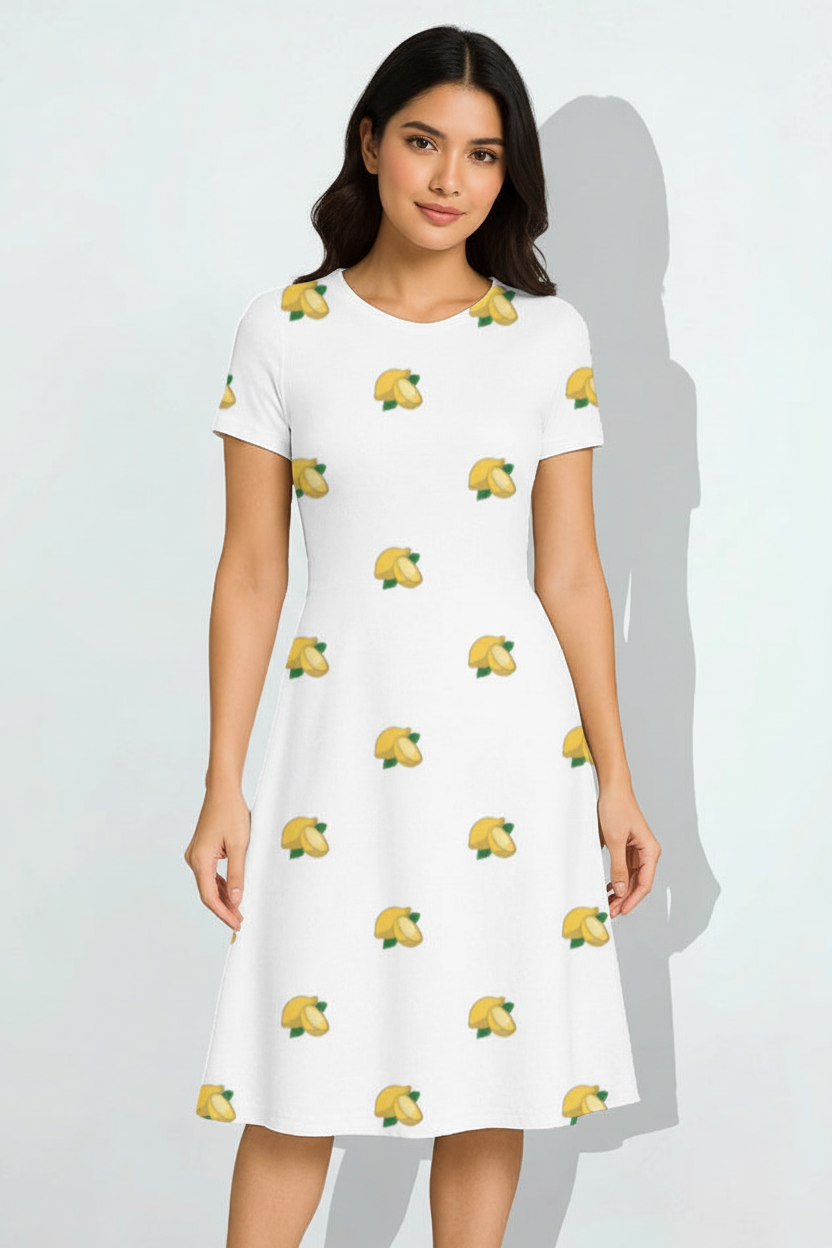 Indian model wearing citrus bloom A-line dress