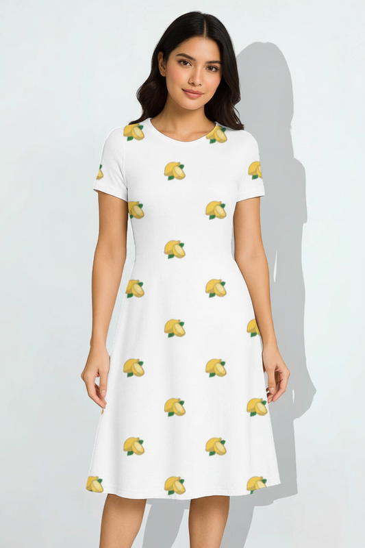 Indian model wearing citrus bloom A-line dress