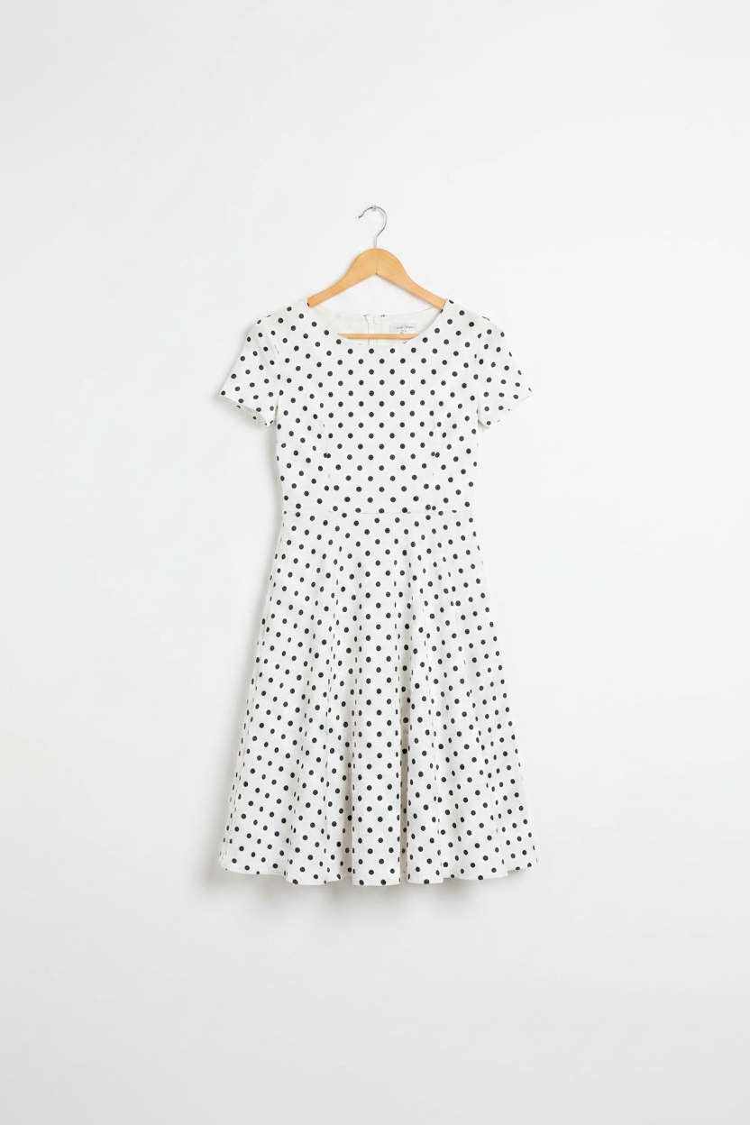 Midnight Dot A-Line Dress for Women - dress on wooden hanger, white studio background