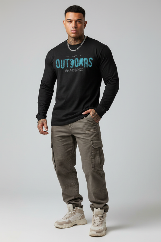Model wearing Go Explore Outdoors Full Sleeve T-Shirt
